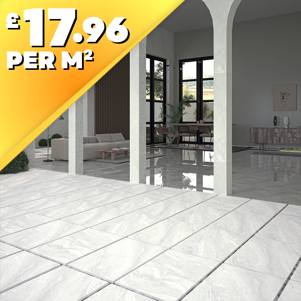 Sierra Bianco 20mm Outdoor Slab Porcelain Paving Tile 900x600mm