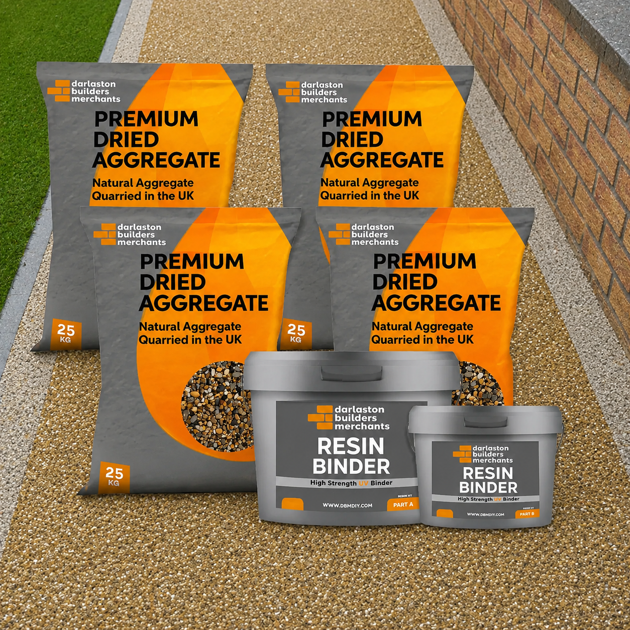 Resin Bound DIY Landscaper Kit – 4m² – Golden Pea 2–5mm (Resin & Gravel Included)