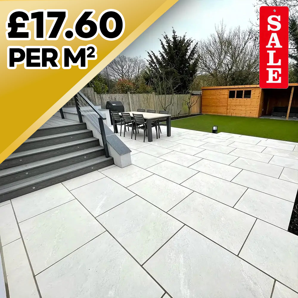 Himalayan White 20mm Outdoor Porcelain Paving TIle | 900 x 600mm