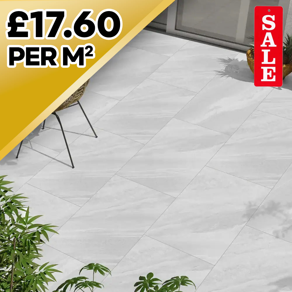 Himalayan White 20mm Outdoor Porcelain Paving TIle | 900 x 600mm