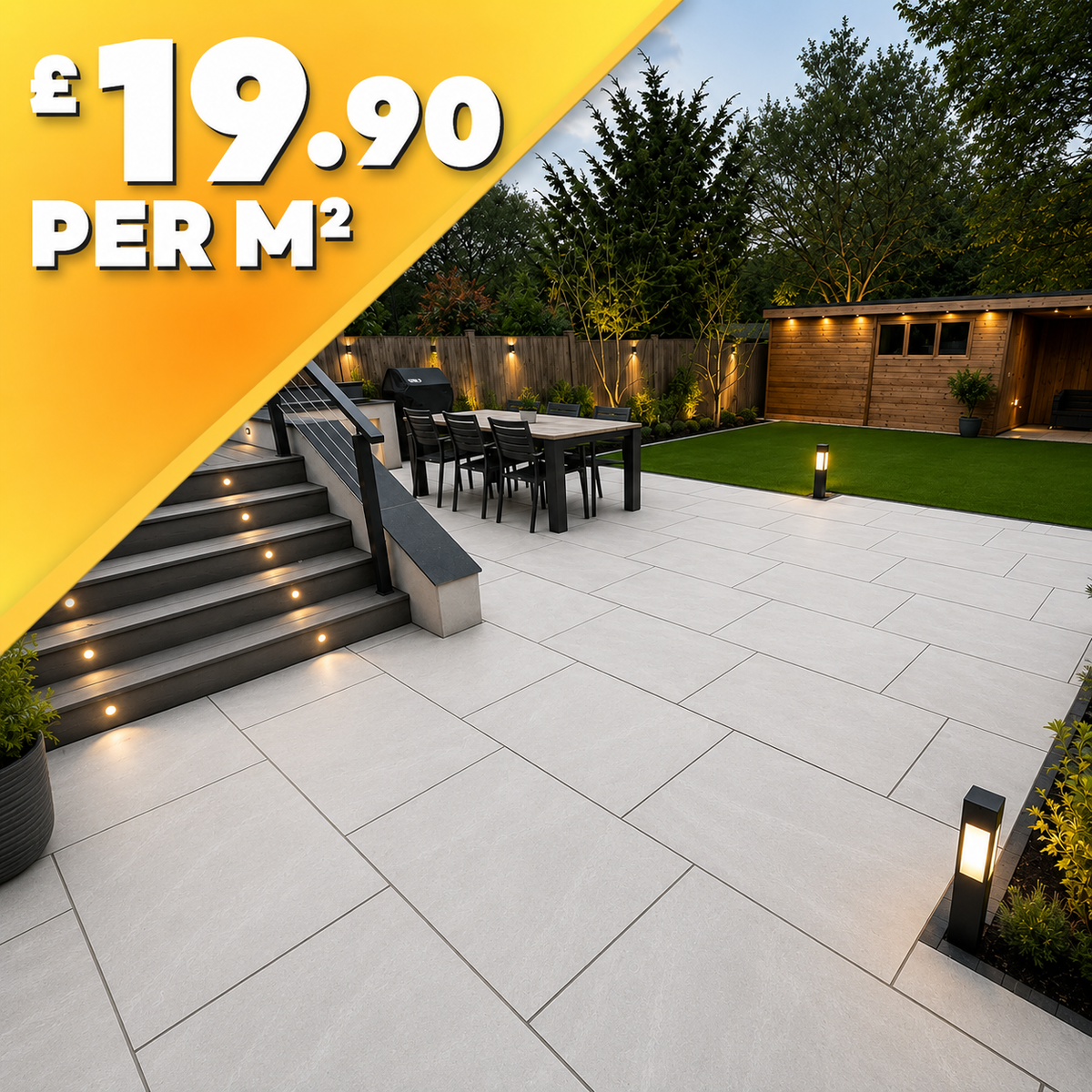 Himalayan White 20mm Outdoor Porcelain Paving Tile | 900 x 600mm
