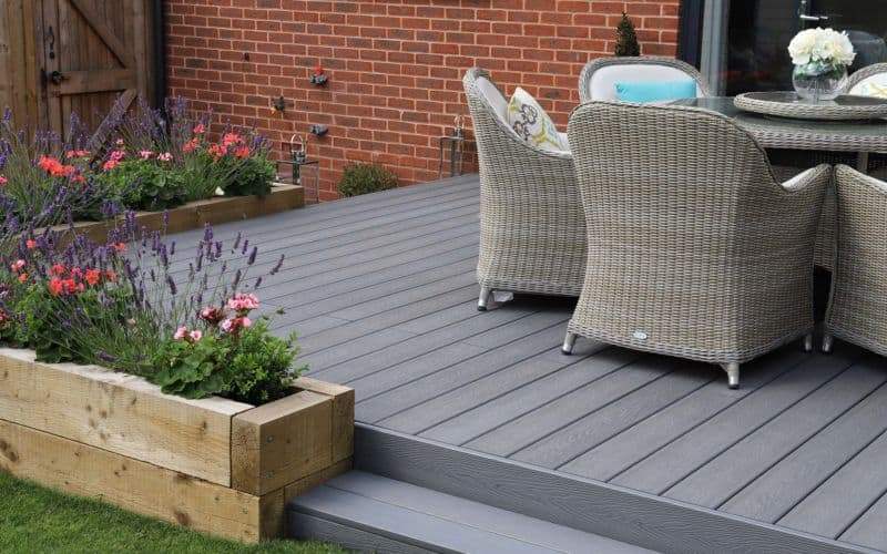 Saige Grey Composite Decking Board 137x23mm x 3.6m
