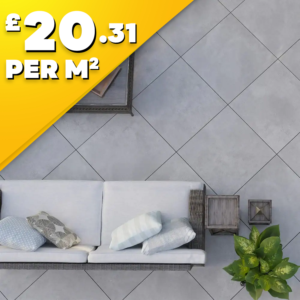 Italian Lunar Grey 20mm Outdoor Porcelain Paving TIle | 800 x 800mm