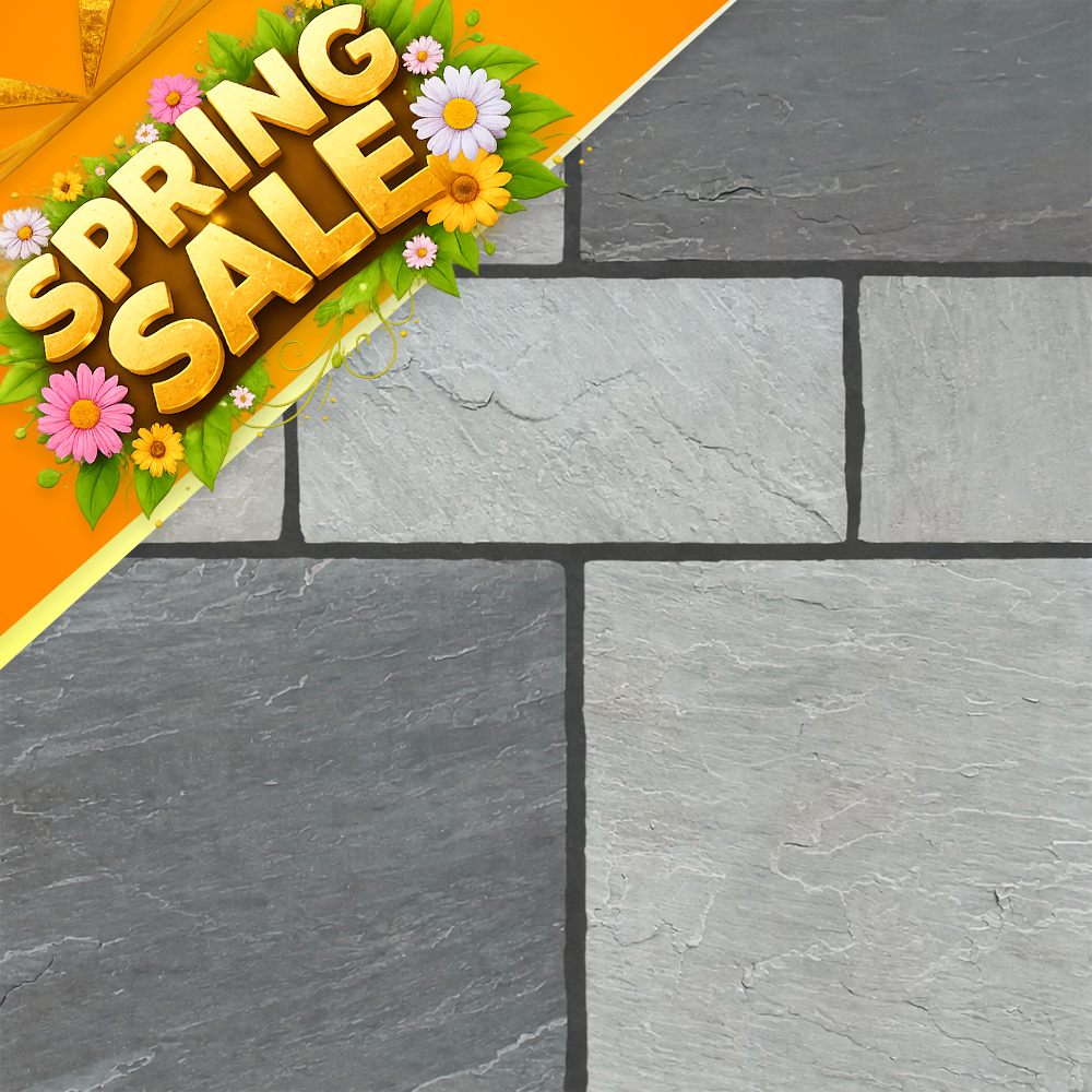 Kandla Grey Indian Natural Sandstone Paving Pack 22mm Calibrated 10.2m2 Patio Kit