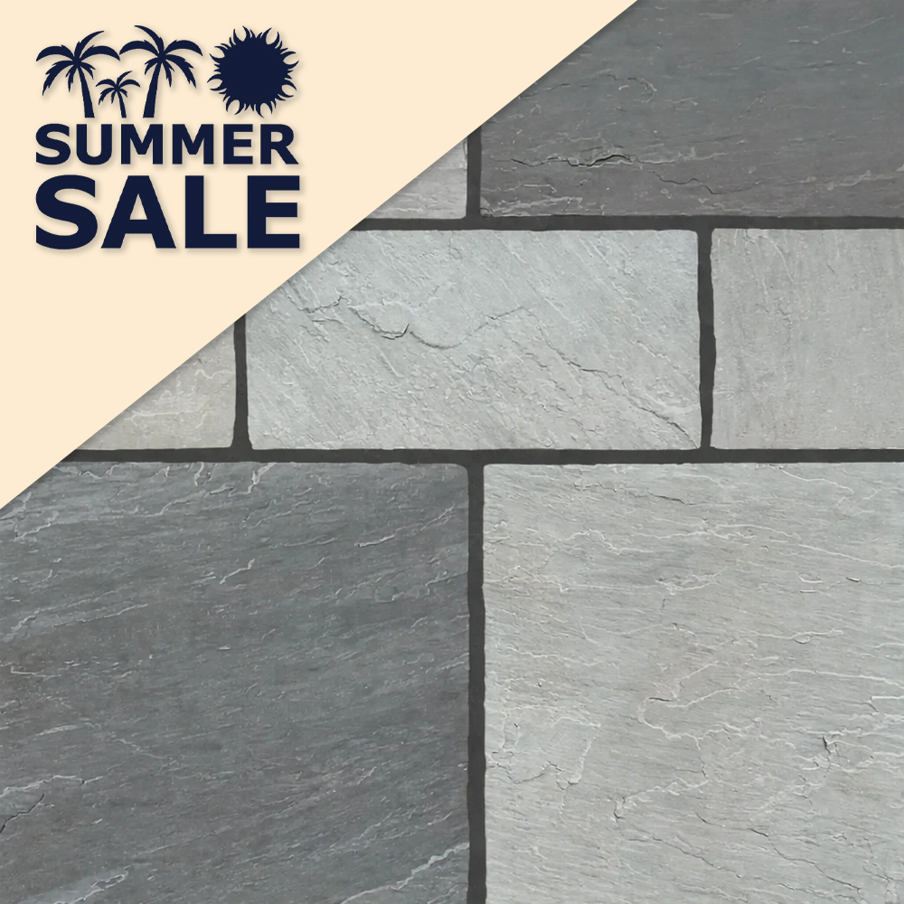 Kandla Grey Indian Natural Sandstone Paving Pack 22mm Calibrated 10.2m2 Patio Kit