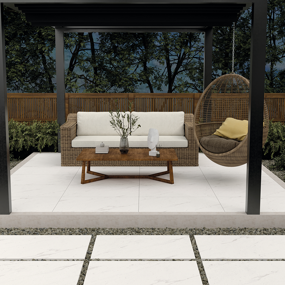 Sierra Lunar White 20mm Outdoor Slab  Porcelain Paving Tile 900x600mm