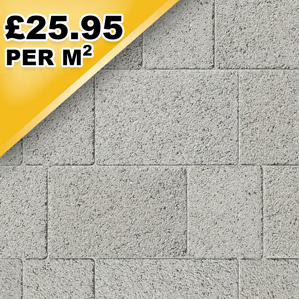 NewGrange Silver Granite - 3 Size Block Paver 10.08m2 Pack