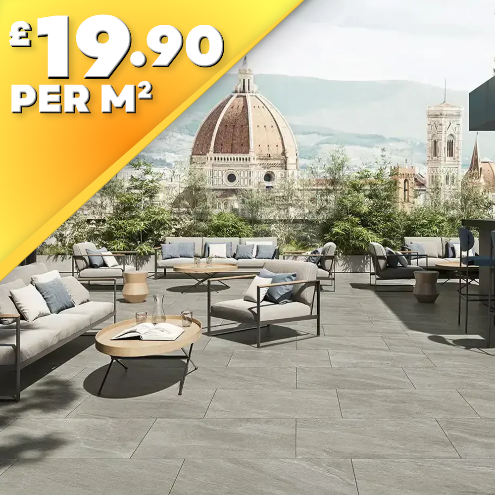 Quartz Grey 20mm Outdoor Porcelain Paving Tile | 900 x 600mm