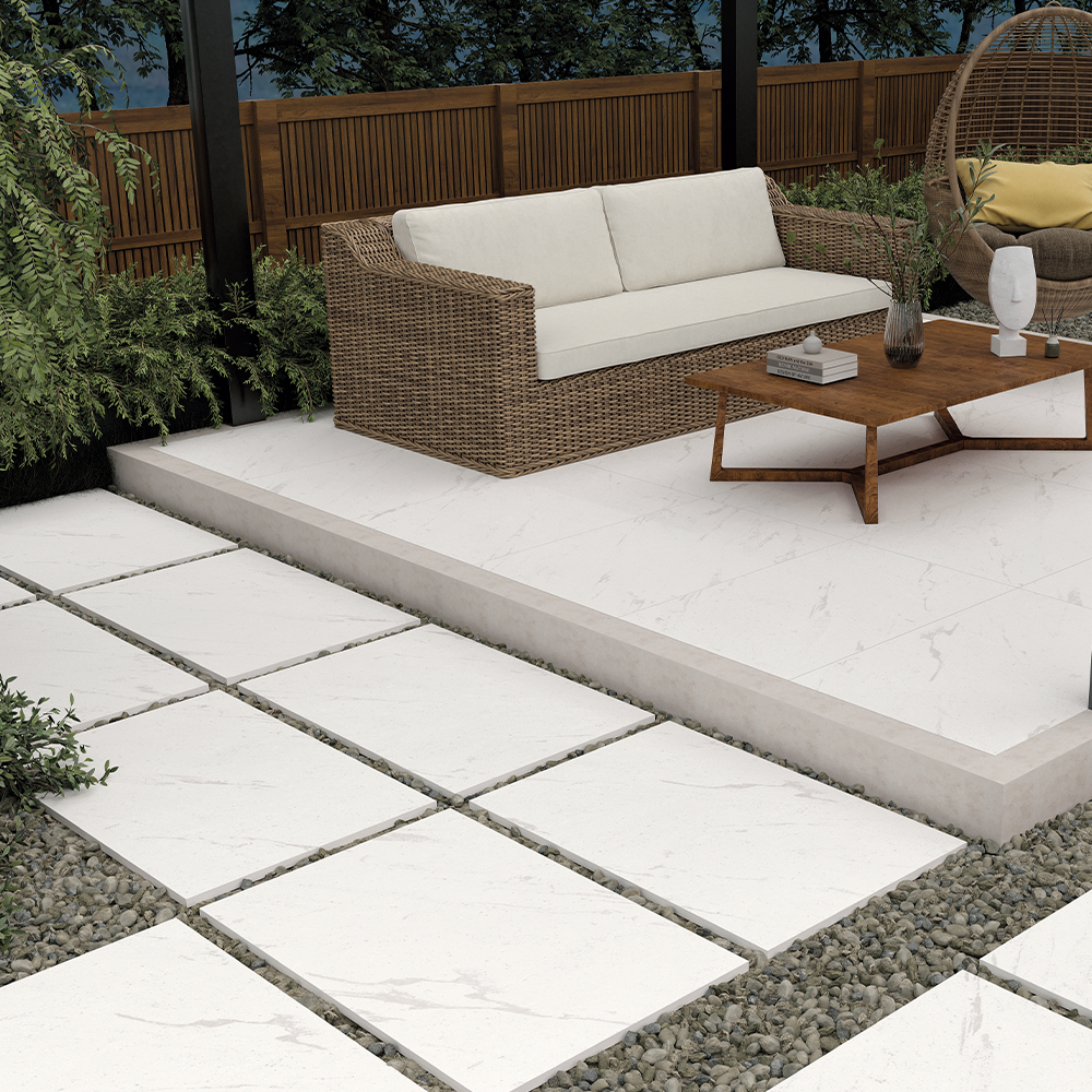 Sierra Lunar White 20mm Outdoor Slab  Porcelain Paving Tile 900x600mm