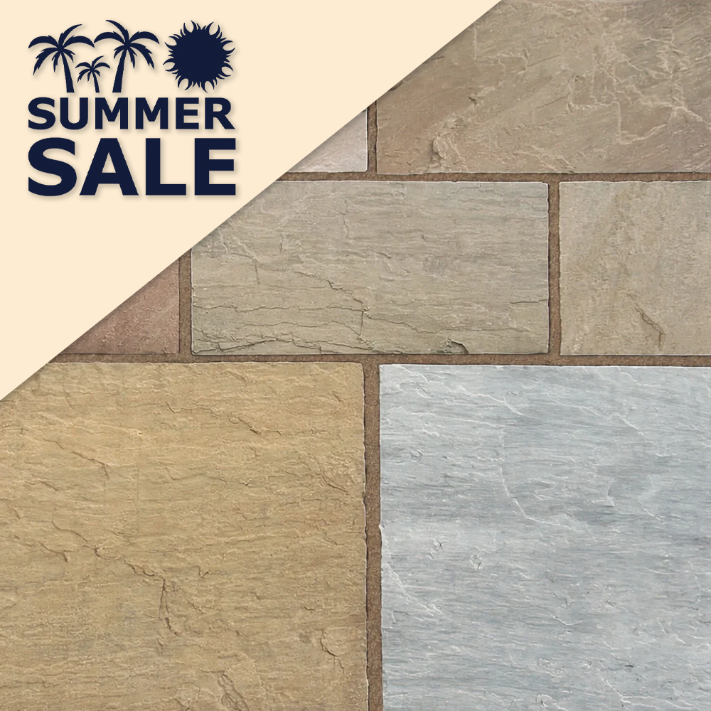 Raj Green Indian Natural Sandstone Paving Pack 22mm Calibrated 10.2m2 Patio Kit