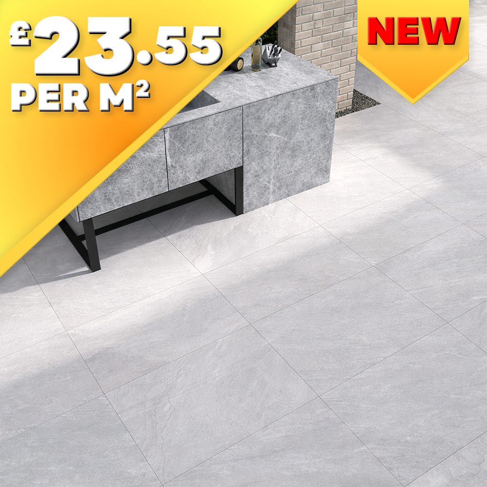 Rasa Pearl White 20mm Outdoor Porcelain Paving Tile 900x600