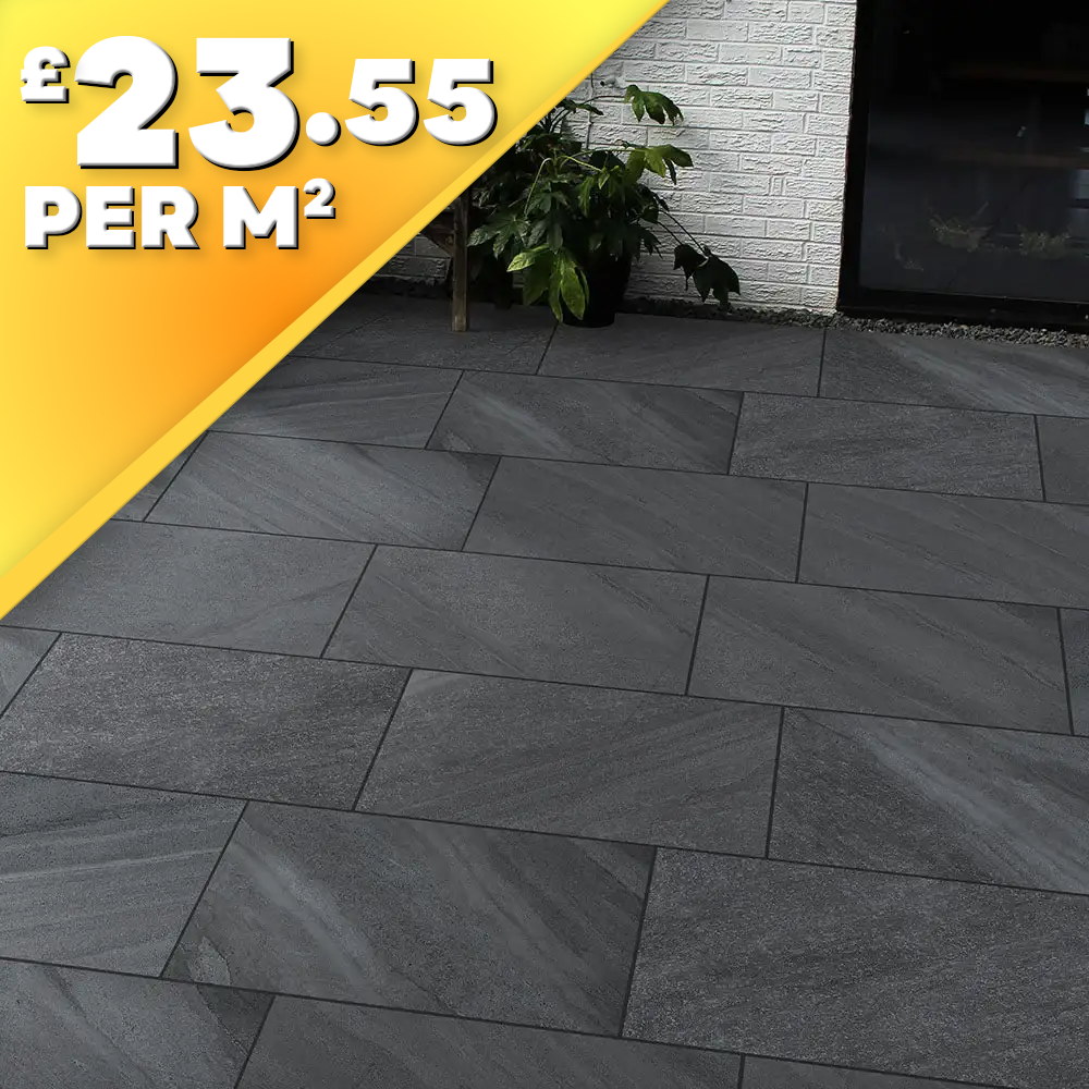 Riveria Nero Porcelain Paving Tile
