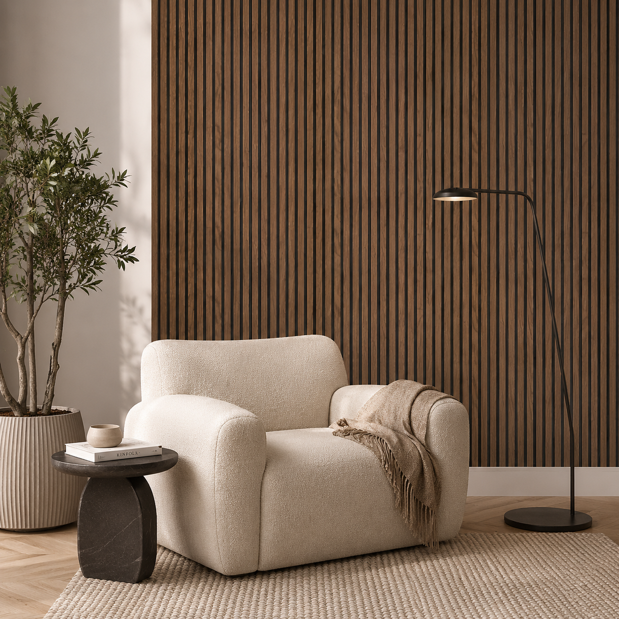 Teak Smoked Walnut Acoustic Wall Panel 2400mm x 600mm