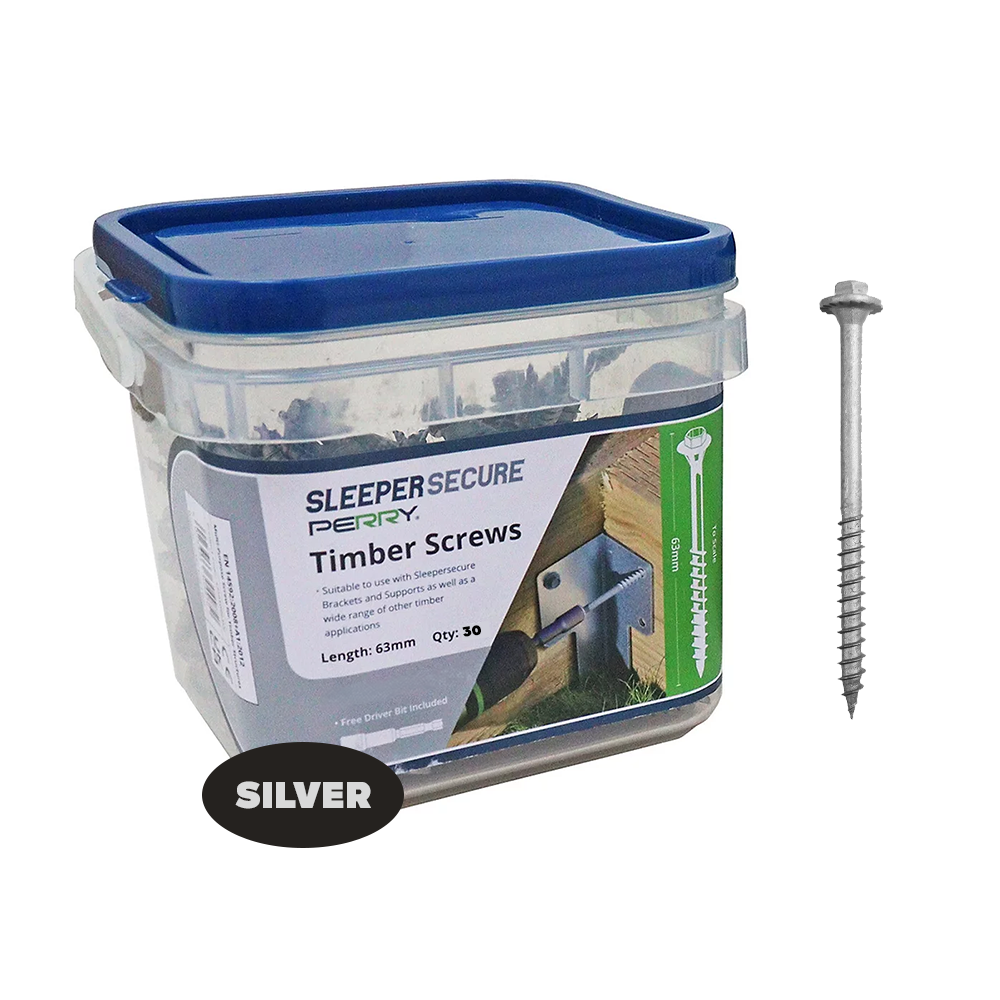 63mm 4729/PP SleeperSecure Sleeper Screws - Hex Head - Pack of 30 Silver