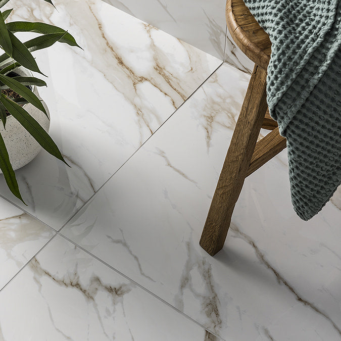 Calacatta White/Gold Marble Porcelain Paving TIle