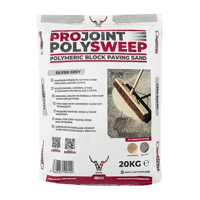 ProJoint Polysweep Polymeric Block Paving Setting Sand 20kg Silver Grey