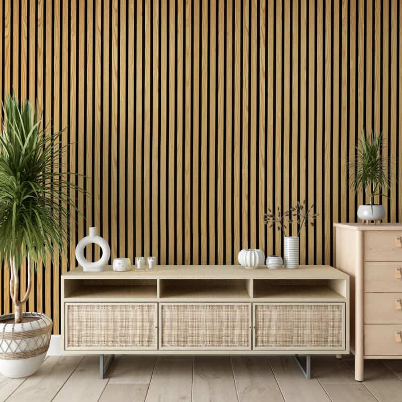 Natural Oak Acoustic Slat Wall Panel 2400 x 600mm