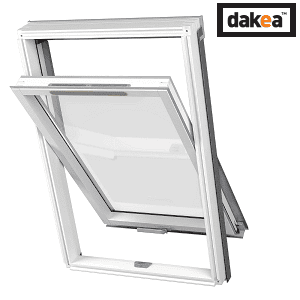 Dakea centre pivot roof window white painted finish