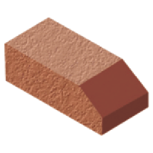 Shaped angled bricks: plinth header brick red