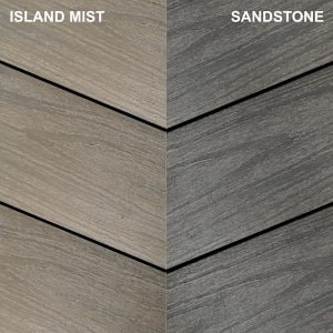 Composite decking: sandstone and island mist composite deck kit 3.6 x 3.6m