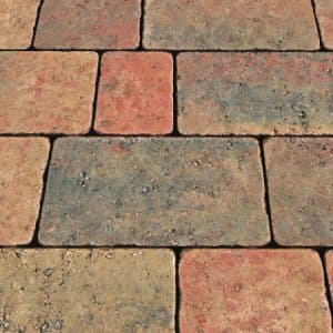 Tumbled pavers: tumble buff brindle tumbled cobble paver 11.2m2 3 size pack