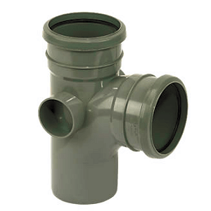 Soil pipe accessories: 92.5 degree double socket branch grey