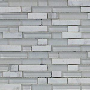 Mosaic tiles: white linear mosaic tile 305mm x 305mm